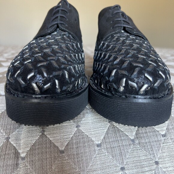 Pons Quintana Black Leather Shoes Pewter Silver Accents & Platform Soles EU 40 - Picture 10 of 16